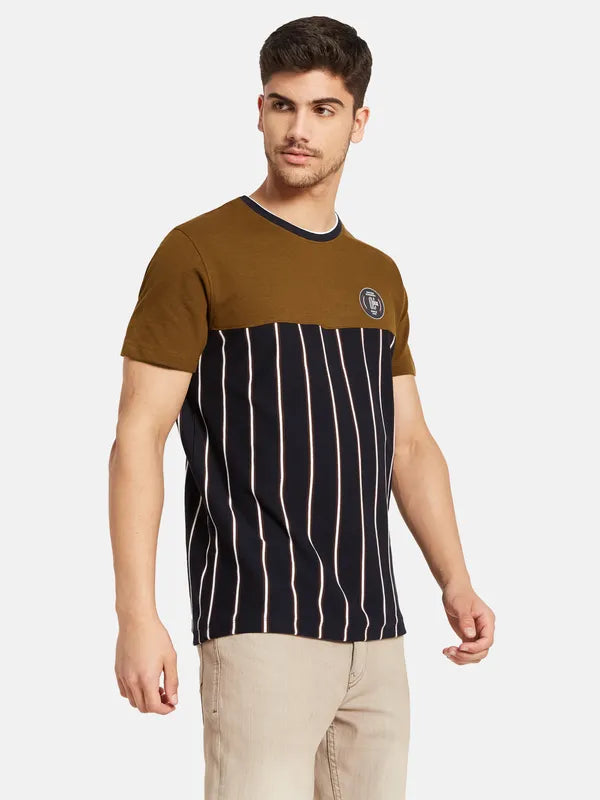 Vertical Stripes Colourblocked T-Shirt Cheap