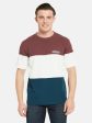 Octave Round Neck Short Sleeves Colourblocked Regular Fit Cotton T-Shirt Online Sale