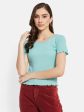 Ruffle  Hem Ribbed Top For Sale