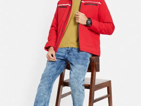 Mettle Men Red Washed Colourblocked Longline Tailored Jacket For Cheap