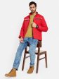 Mettle Men Red Washed Colourblocked Longline Tailored Jacket For Cheap