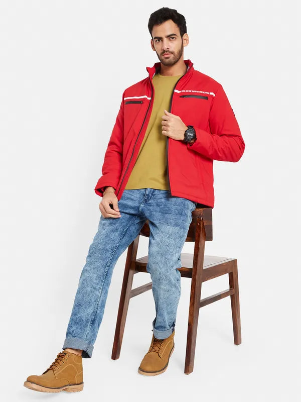 Mettle Men Red Washed Colourblocked Longline Tailored Jacket For Cheap