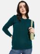 Mettle Women Green Striped Pullover Online now