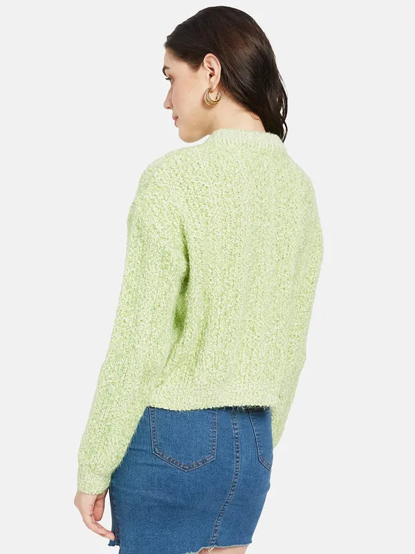 Mettle Women Green Cable Knit Pullover For Sale