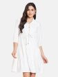 Mettle Self Design Shirt Collar Cotton Fit  Flare Dress Online now