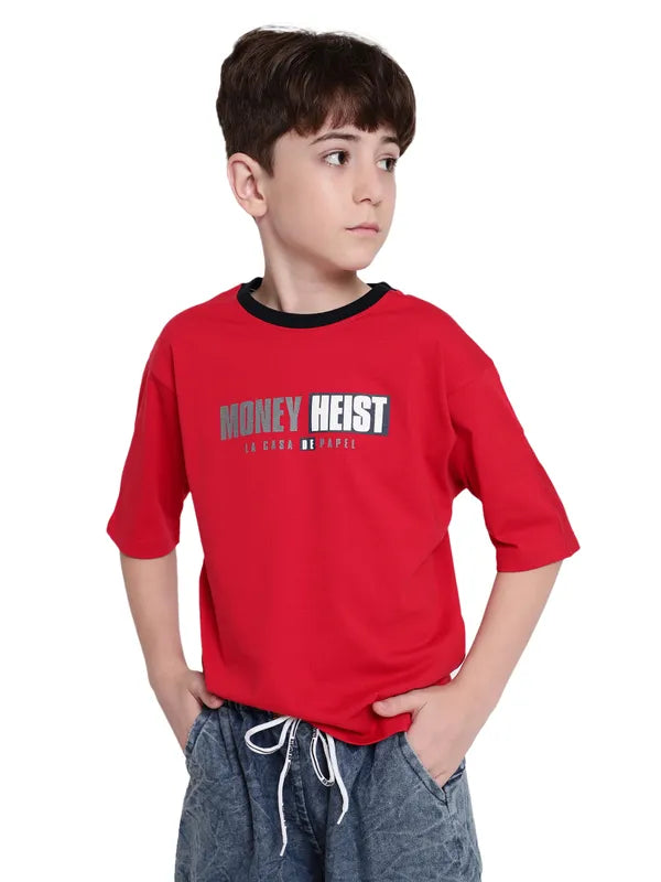 Octave Boys Typography Printed Round Neck Cotton T-Shirt Hot on Sale