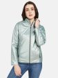 Mettle Women Olive Green Checked Sporty Jacket For Sale