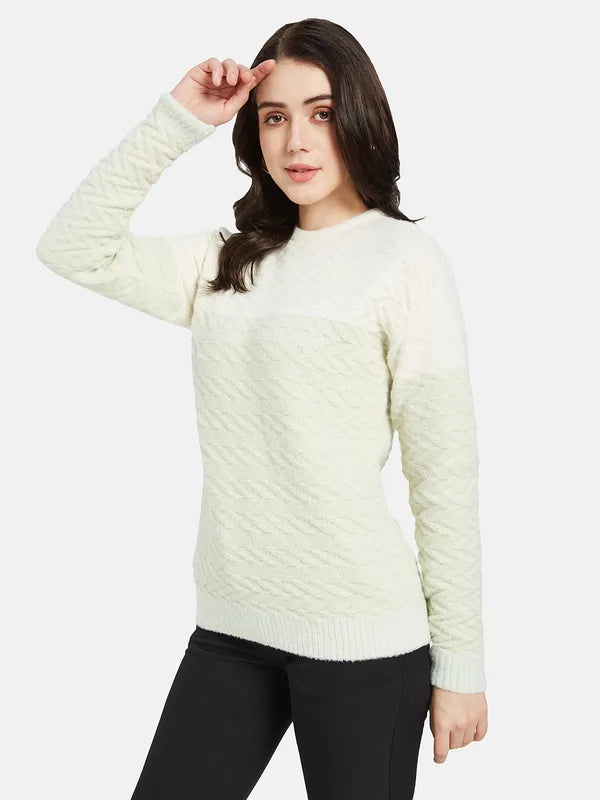 Mettle Women Olive Green Colourblocked Pullover Online Sale