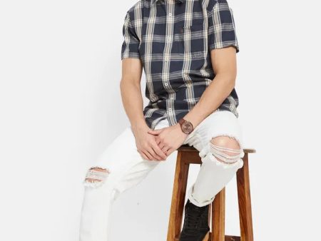 Contrast Check Half Sleeve Shirt Online Hot Sale