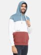 Octave Men Blue Colourblocked Hooded Sweatshirt Fashion