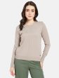 Mettle Women Beige Cable Knit Pullover on Sale