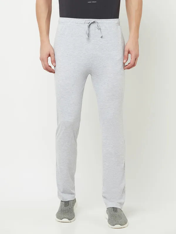 Octave Men Grey-Melange Solid Cotton Track Pant Sale