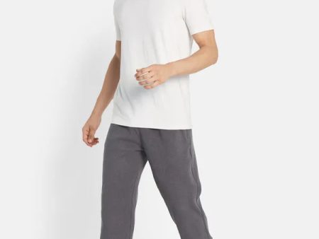 Octave Men Grey Solid Mid-Rise Cotton Joggers Sale