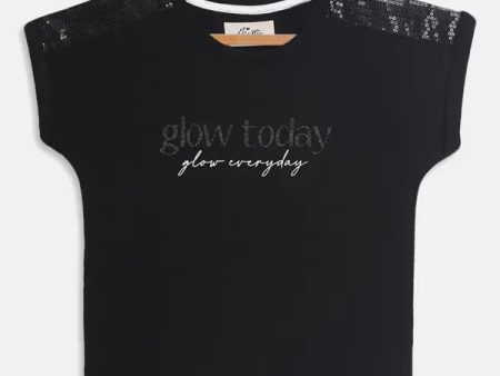 Black Graphic Round Neck For Discount