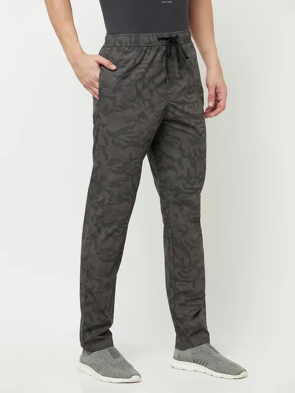 Octave Men Grey Printed Cotton Track Pants Fashion