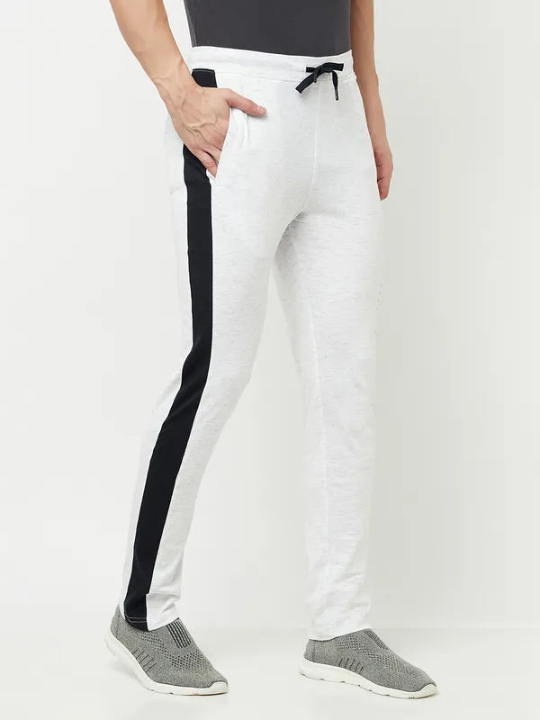 Octave Men White  Black Printed Regular-Fit Cotton Track Pant For Discount