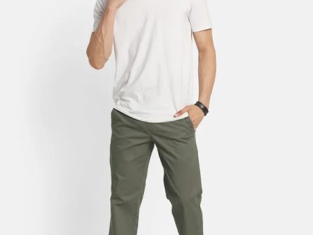 Men Olive Green Chinos Trouser Hot on Sale