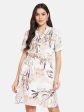 Mettle Floral Printed Mandarin Collar Cotton A-Line Dress For Cheap