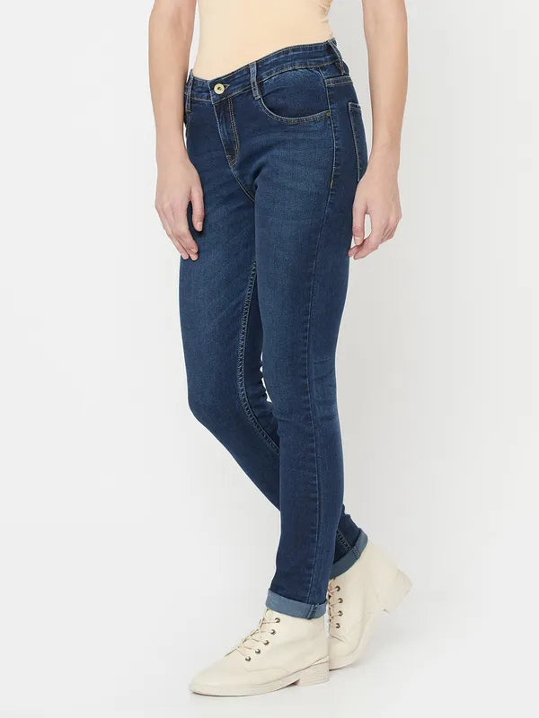 Women Dark Blue Jeans Online Hot Sale