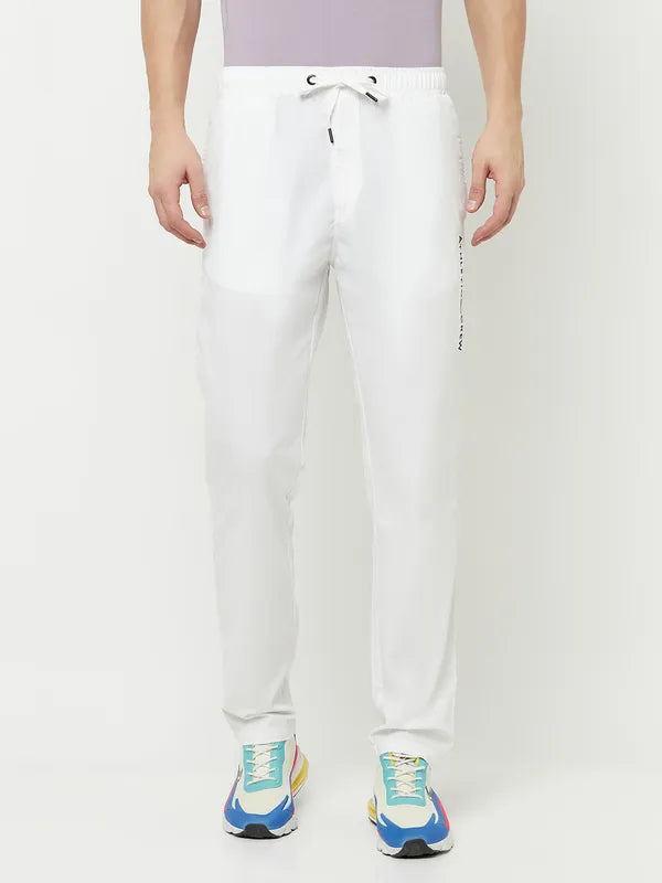 Octave Men White Solid Track Pants For Cheap