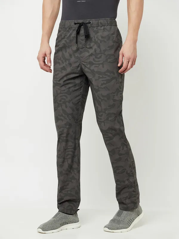 Octave Men Grey Camouflage Printed Cotton Track Pant Online Hot Sale