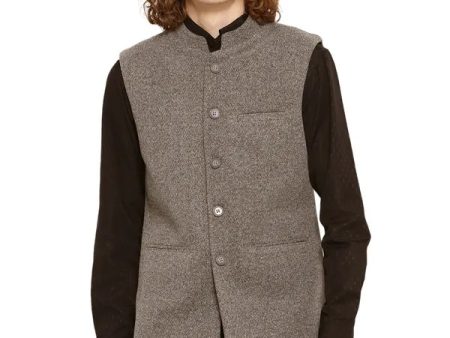 Mettle Men Grey Melange Solid Waistcoat Online Hot Sale