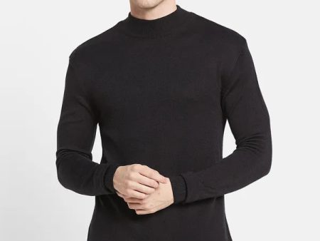 Men Black Solid Pullover Online Sale