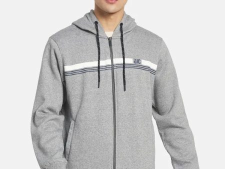 Plus Size Men Grey Melange Hooded Sweatshirt Online Sale