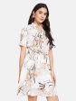 Mettle Floral Printed Mandarin Collar Cotton A-Line Dress For Cheap