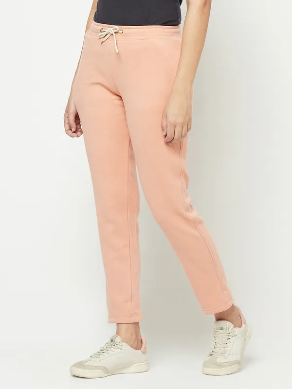 Women Suede Pink Trackpants Online Hot Sale