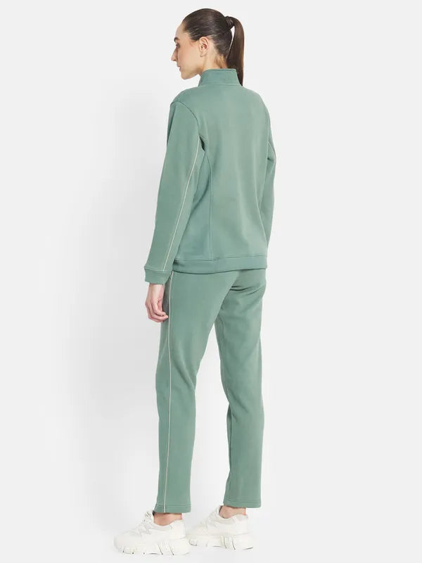 Mettle Women Olive-Green Solid Tracksuits Sale