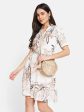 Mettle Floral Printed Mandarin Collar Cotton A-Line Dress For Cheap