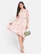 Mettle Floral Printed Mandarin Collar Cotton Fit  Flare Dress Supply