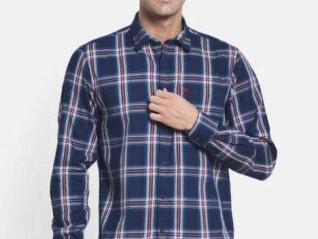 Men Blue Checked Casual Shirt Hot on Sale