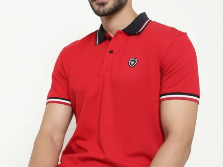 Contrast Collar Polo T-Shirt on Sale