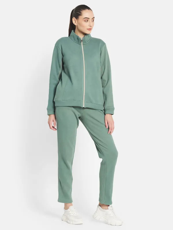 Mettle Women Olive-Green Solid Tracksuits Sale