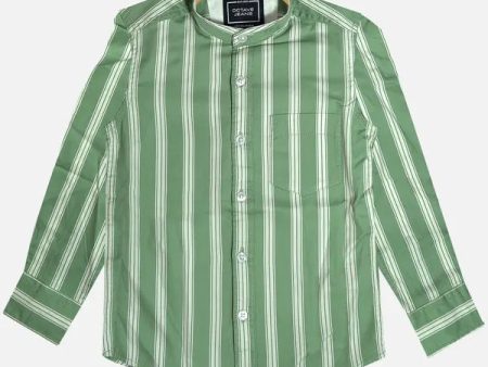 Boys Striped Regular Fit Cotton Casual Shirt For Sale