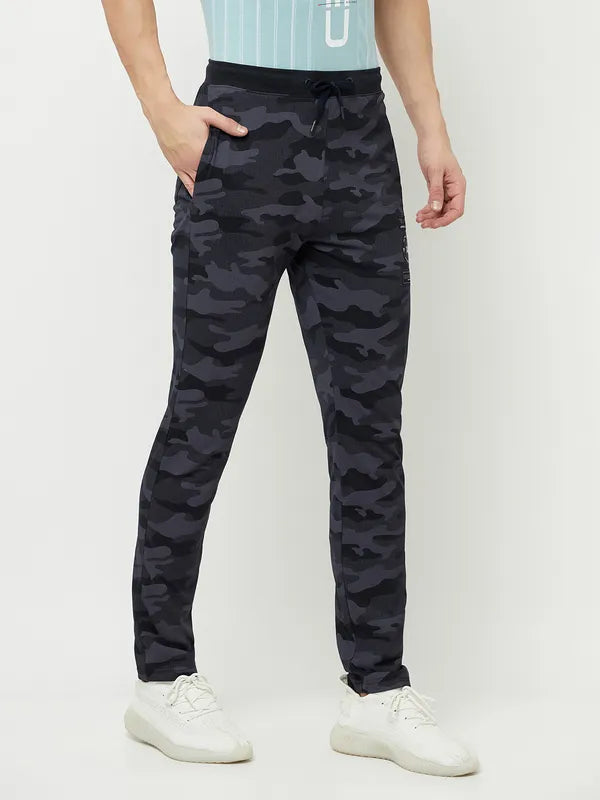 Octave Men Navy Blue Printed Slim Fit Track Pants Online now