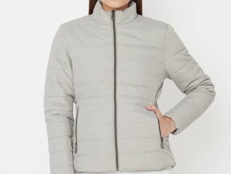 Mettle Women Grey Full Sleeve Puffer Jacket Online now