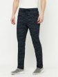 Octave Men Navy Blue Printed Cotton Track Pants Fashion