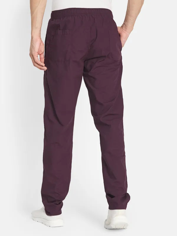 Octave Men Maroon Solid Pure Cotton Track Pants Online Hot Sale