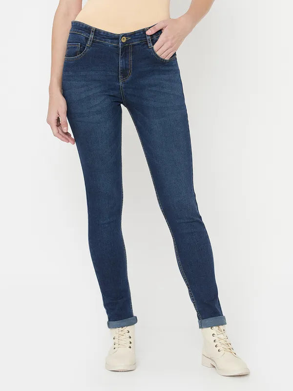 Women Dark Blue Jeans Online Hot Sale