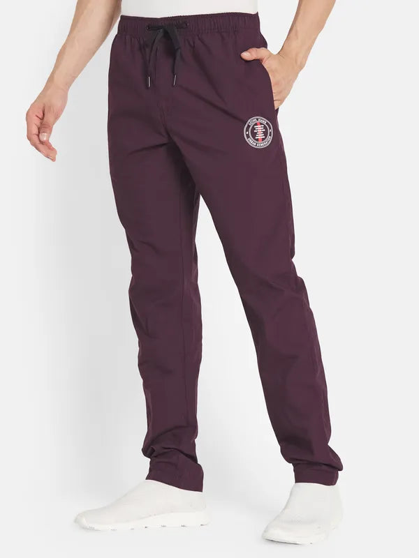 Octave Men Maroon Solid Pure Cotton Track Pants Online Hot Sale