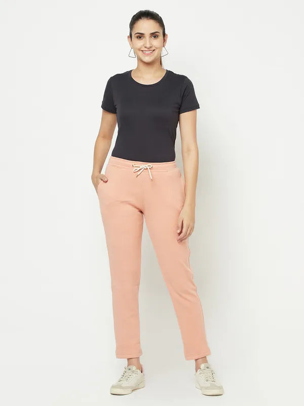 Women Suede Pink Trackpants Online Hot Sale