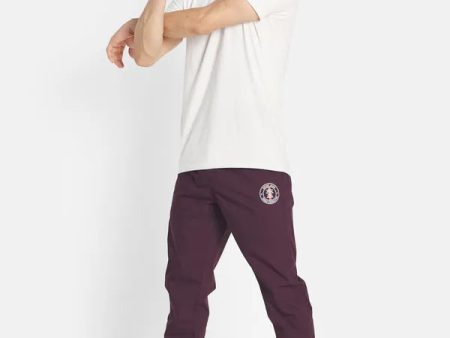 Octave Men Maroon Solid Pure Cotton Track Pants Online Hot Sale