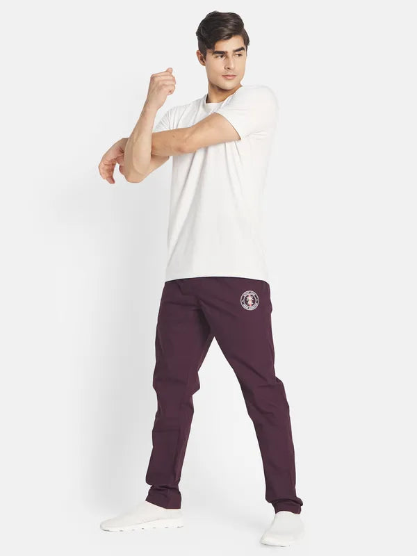 Octave Men Maroon Solid Pure Cotton Track Pants Online Hot Sale