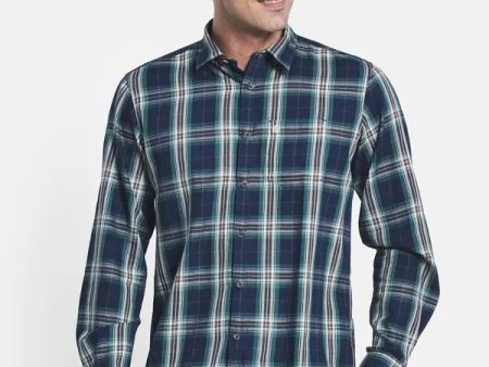 Men Blue Tartan Checks Checked Casual Shirt Fashion