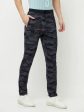 Octave Men Navy Blue Camouflage Printed Cotton Track Pants Hot on Sale