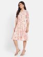 Mettle Floral Printed Mandarin Collar Cotton Fit  Flare Dress Supply