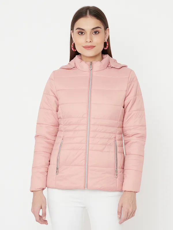 Mettle Women Pink Full Sleeve Puffer Jacket on Sale